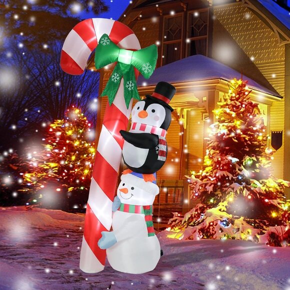 ⚡8.6 Ft Christmas Inflatables Candy Cane Snowman Penguin Outdoor Decorations - Picture 3 of 8